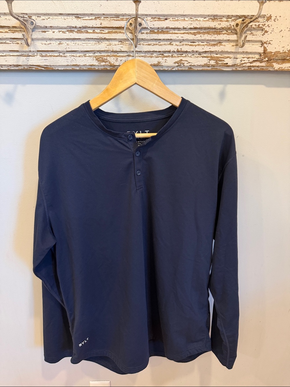 BYLT Premium Basics Drop Cut Long sleeve Henley tee